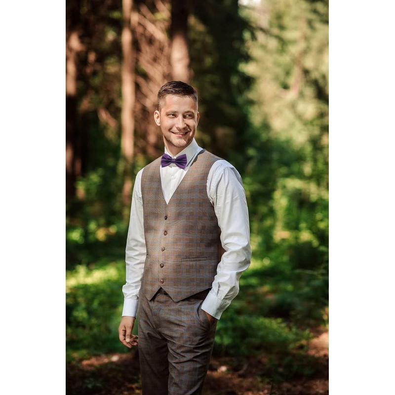 Alizeal Mens Solid Color Bow ties Polyester Pre Tied Wedding