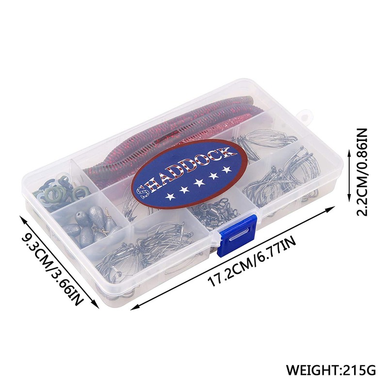 Fishing Wacky Worm Kit Fishing Lure Rig Kit, 163Pcs Wacky