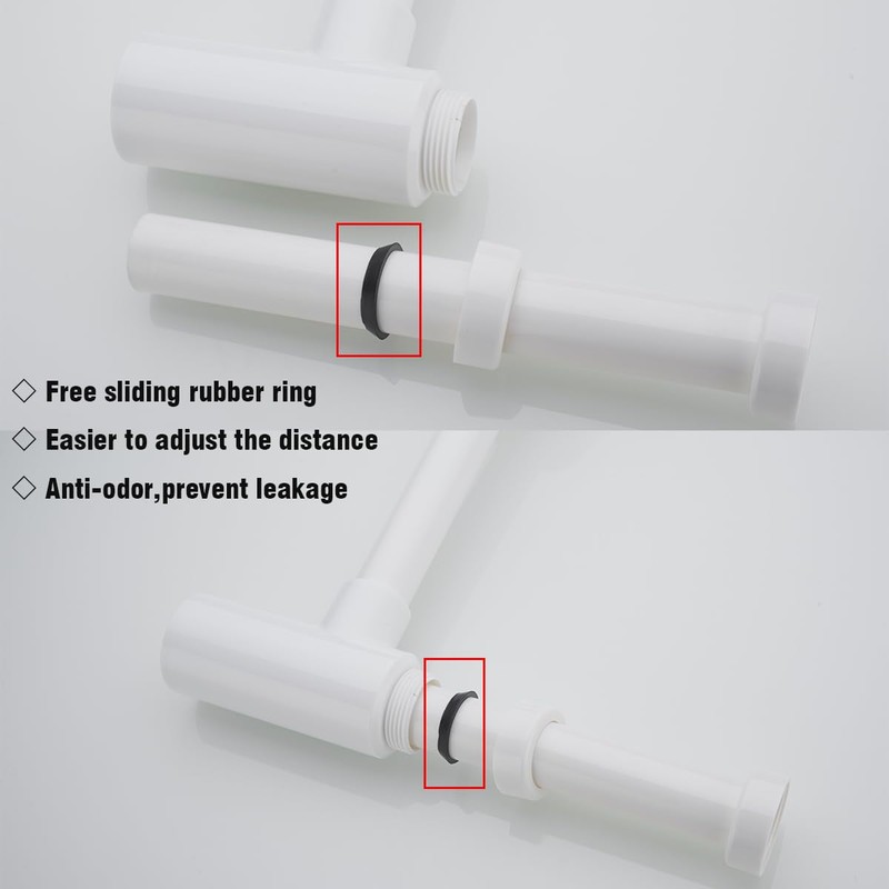 RANDOM Round Bottle P Trap Bathroom Sink 1-1/4,White ABS Plastic