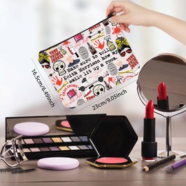 WCGXKO Crime Shows Lover Gift True Crime Fans Gift How My Smile Lit Up a Room Makeup Bag Murder Mystery Gift (Junkie Bag CA)