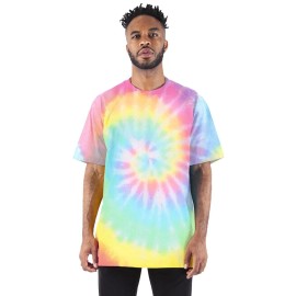 Shaka Wear Heavyweight Tie Dye T-Shirt - Relaxed Fit -SHERBET RAINBOW - Large