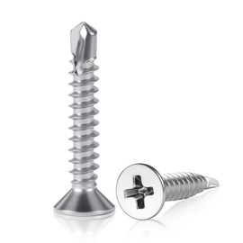 THFJWJ Self-Tapping Screws Stainless Steel Countersunk Head Sheet Metal Screws Self-Tapping Drilling Screws M4.2 x 25 mm Stainless Steel Screws Self-Drilling Screws with Tail Pack of 80 A2 V2A 304 for