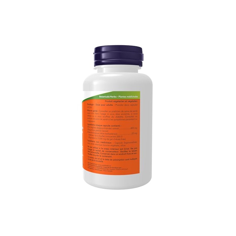 NOW NOW DGL 400mg with Aloe Vera, De-Glycrryhizated Licorice, 100vcap