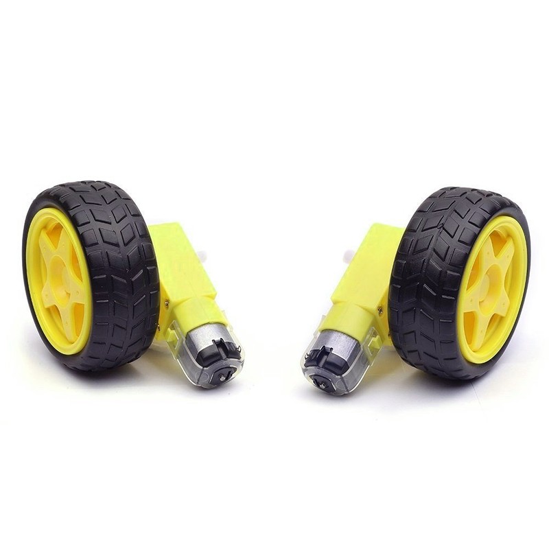HONBAY 2 Sets Plastic Tire Wheel with Gear Motor Dual