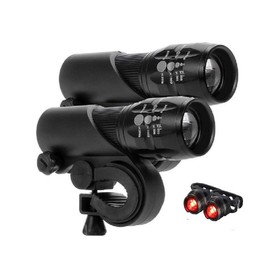 Baceyong MTB Bicycle Bike Riding Headlight Tail Light Gemstone Lamp Set 2X Flashlight, Waterproof MTB Bicycle Bike Riding Headlight Jewel Tail Light Glare Flashlight