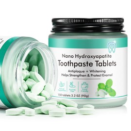 Toothpaste Tablets, Natural Peppermint Hydroxyapatite Toothpaste Tabs, Fluoride Free, Travel Friendly, 150 Tablets Mouthwash Chewable for Teeth