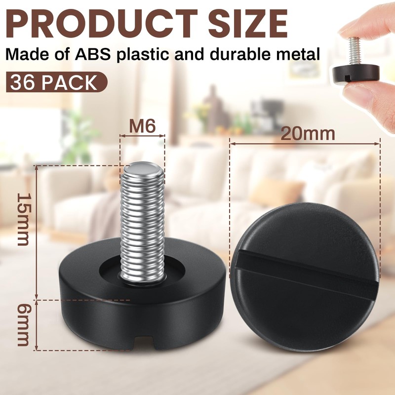 Lasnten 36 Pcs M6 Thread Adjustable Furniture Levelers Screw in
