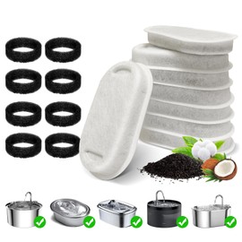 Cat Water Fountain Filter, 8 Filters & 8 Sponges for 108/3.2L & 67oz/2L Stainless Steel Pet Water Fountains Cat Water Fountain Filter