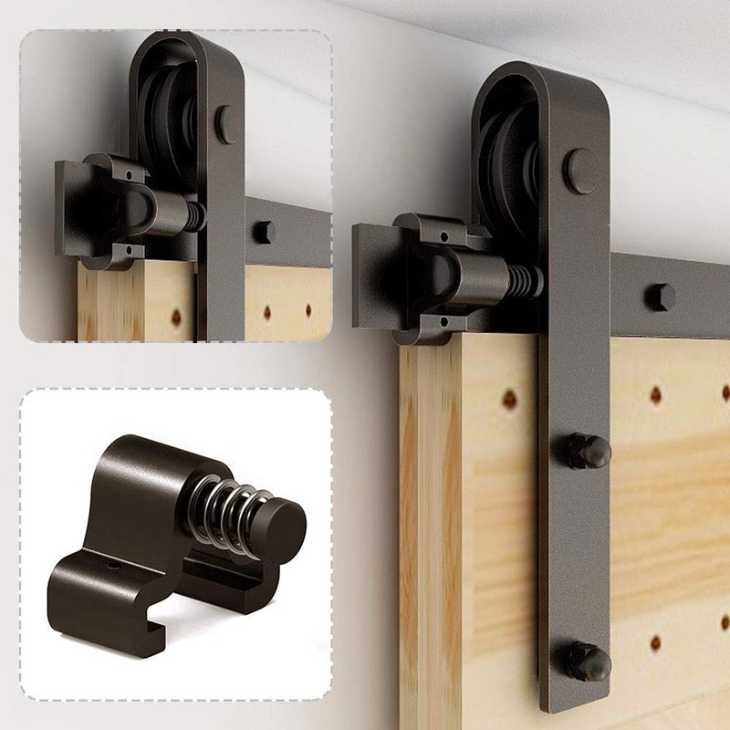 CCJH 11.5FT Single Sliding Barn Door Hardware Kit Black Basic