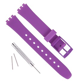 Replacement Waterproof Silicone Rubber Watch Strap Watch Band for Swatch (12mm, Purple)