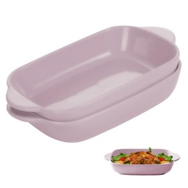 Ceramic Casserole Dish, Set of 2, Lasagne Mould, Rectangular Casserole Dish, 22.2 x 13.5 x 4.5 cm, Colourful Glazed Small Casserole Dish, Oven Mould for Lasagna, Baking, Gourmet Food, Heat Resistant