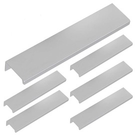 LC LICTOP 15cm/5.9" Silver Back Mount Finger Edge Pull Concealed Handle for Home Kitchen Door Drawer Cabinet (6Pcs)