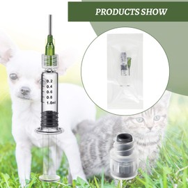 Nuanchu 1 ml Borosilicate Glass Luer Pets Syringe Reusable Glass Syringe with 14 GA Blunt Tip Fill Individually Packaged Use for Art and Craft, Thick Liquid, Oils, Vet, Glue, Lab, Ink