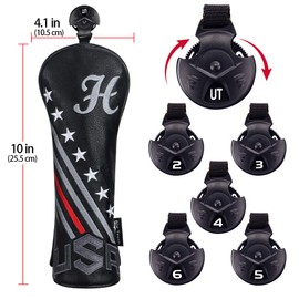 BIG TEETH Golf Head Covers Driver Hybrid Fairway USA Stripe and Star Golf Accessories (Hybrid Cover)