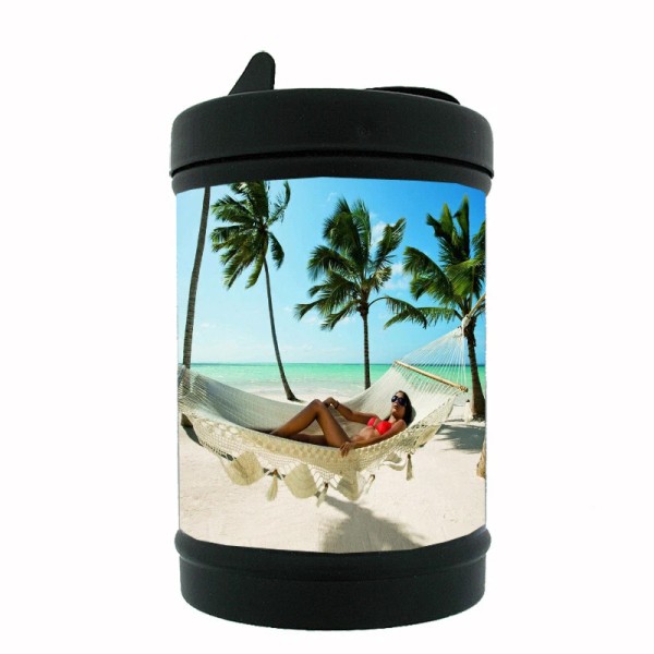Ocean View D8 Black Metal Car Ashtray / Mini Trashcan