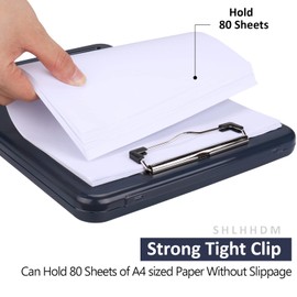 A4 Clipboard File Cover Folder Folio Clip File Clamp Binder Organizer Case Waterproof Clipboard Box with Storage Nursing Clipboards Foldable Document Case for Office, School, Nurse (Gray Blue)