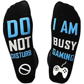 Do Not Disturb Gaming Socks, Funny Cotton Novelty Gamer Socks Gifts for Kids Teen Boys Mens Womens Game Lovers