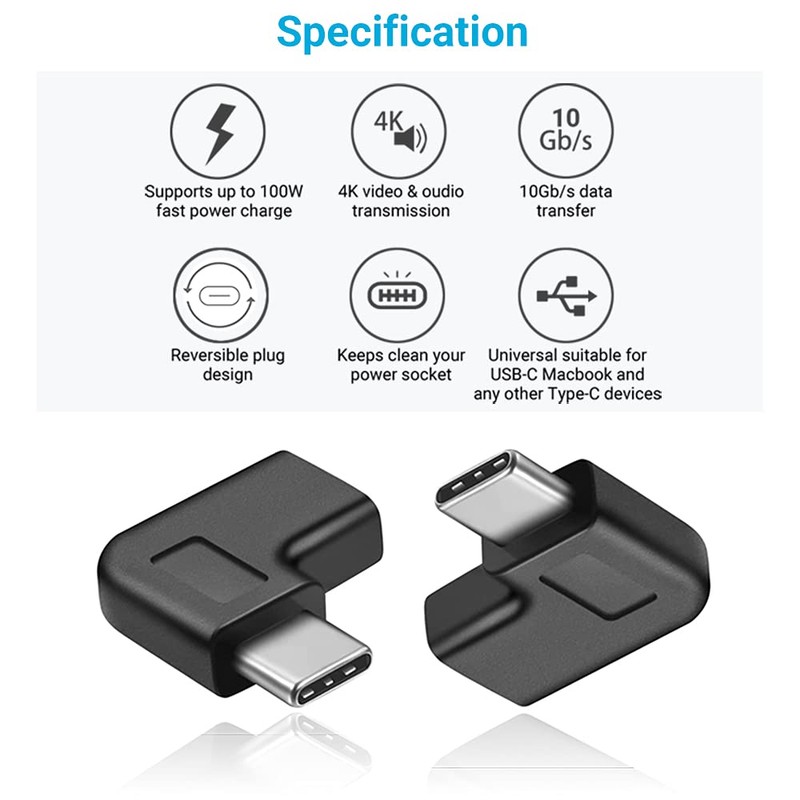 URWOOW USB C Right Angle Adapter,90 Degree USB C to