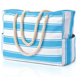 Becokan Beach Bags for Women Large Waterproof Beach Tote Bag Zipper Beach Bags Waterproof Sandproof Swim Pool Bag Large Tote