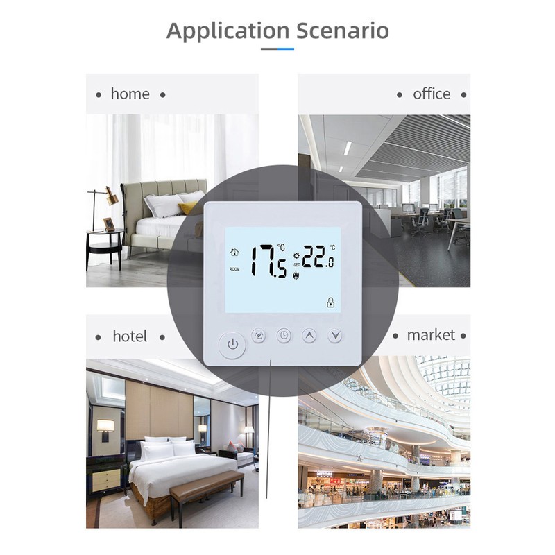 Temperature Controller LCD Backlight Display Week Time Indoor Temperature Display