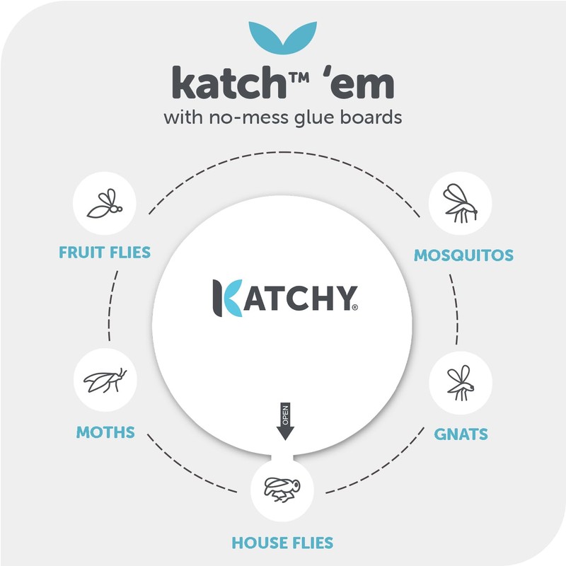 Katchy Outdoor Insect Trap Glue Board Refills, 8-Pack, Catcher &