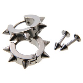 Punk Rock Spike Titanium Earrings, 2 Types, Set for Women, Men, for Both Ears, Studs
