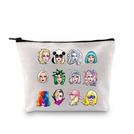 Singer Gaga Makeup Bag Album Inspired Gift Singer Fan Club Member Zipper Pouch Singer Merchandise Gift for Fan (Gaga Character Bag CA)