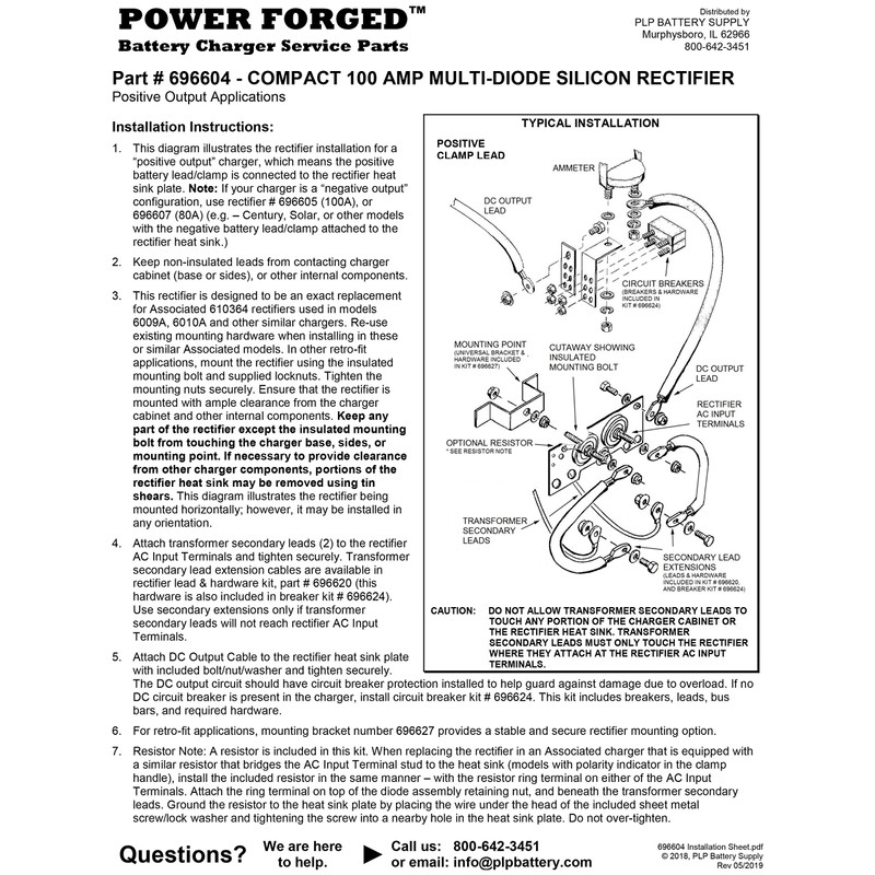 Rectifier, Heavy Duty 100 Amp, Compact, Replaces 610364, 610122 in