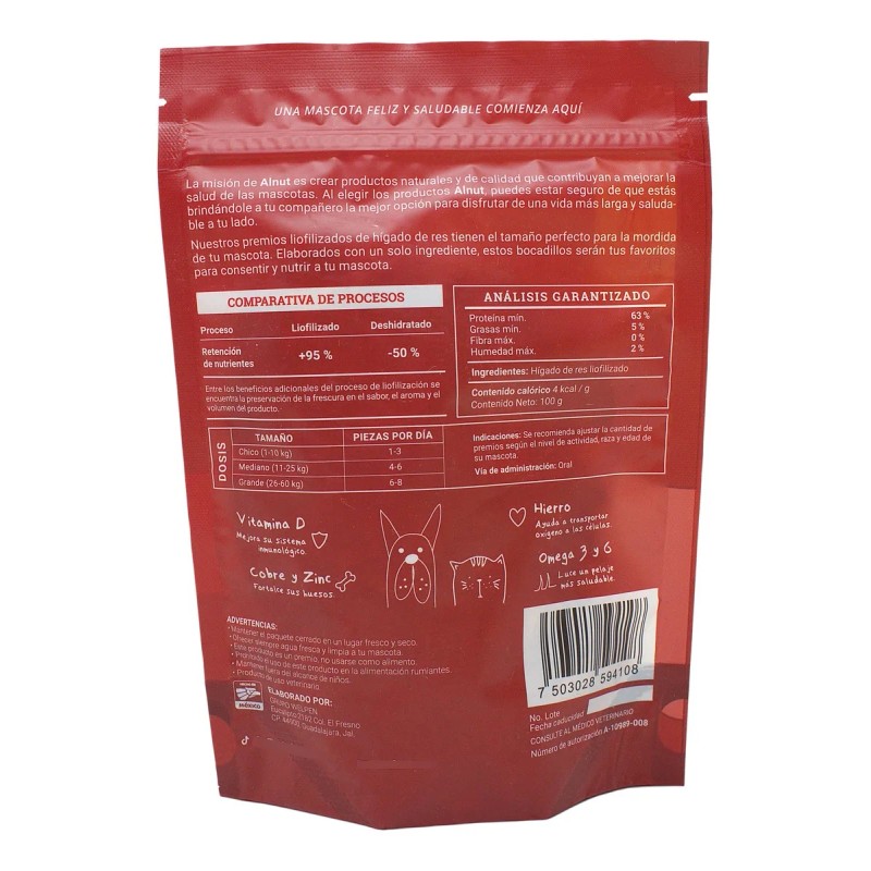 2 Pack Alnut Premios Liofilizados Hígado De Res Perro Y