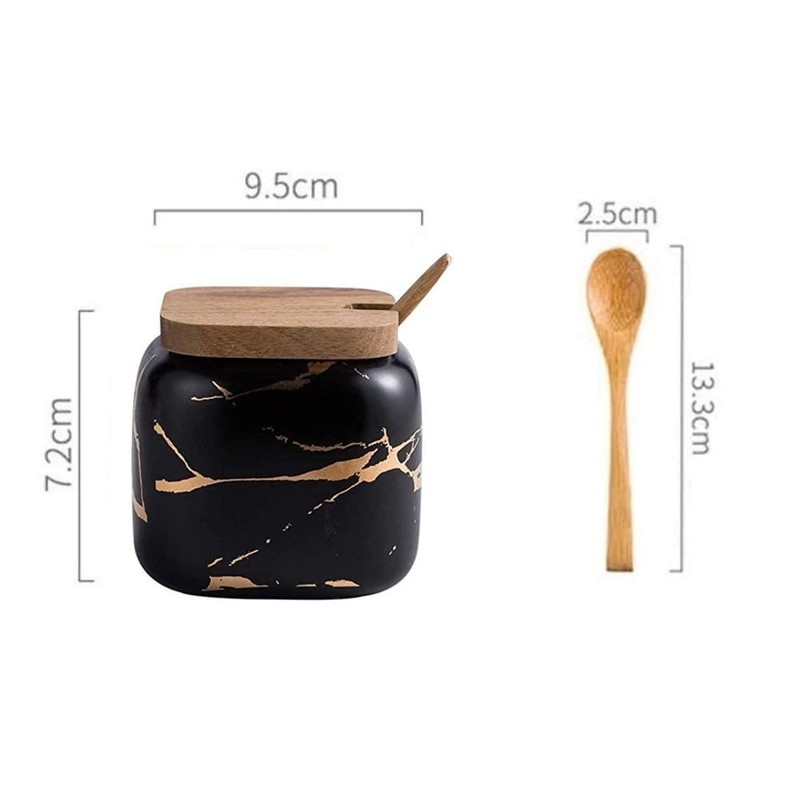 MAGICVOGEL Marble Look Spice Jar, Ceramic Spice Jars, 360 ml,