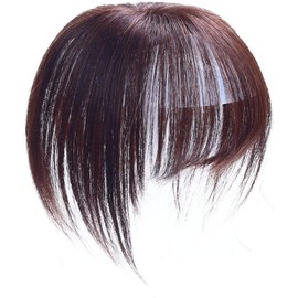 HIYE Bangs Human Hair Partial Wig, Hairpiece, Real Artificial Skin, Top Piece, Natural Black, Brown (Chestnut 1)