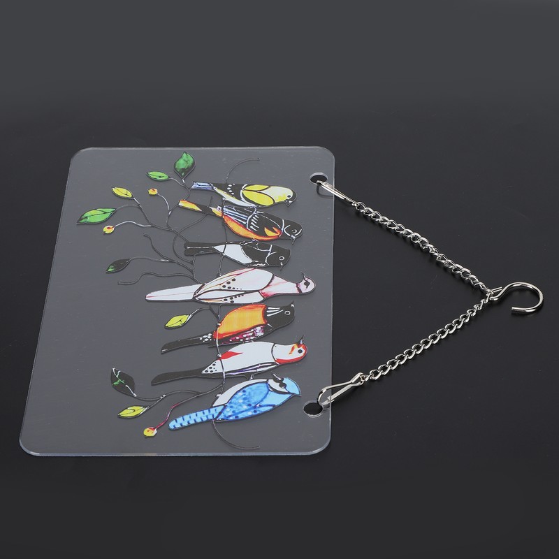 Birds On A Wire Ornament Glass Window Panel Suncatcher Hangings