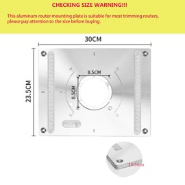 Router Table Insert Plate Aluminum Router Plate for Woodworking Router Table Mounting Plate with 2 X Ring 300 x 235 x 9.5mm
