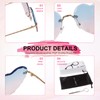 VIA LEECA Heart Rimless Sunglasses Women, Trendy Cute Grandient Pink