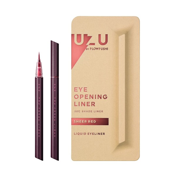 UZU BY FLOWFUSHI Limited Edition 38℃ Shade Liner, Sheer Red, Liquid Eyeliner, Shadow Color Liner, Double Liner, Hot Water Off, Alcohol Free, Paraben Free
