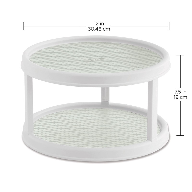 Copco Non-Skid 2 Tier Pantry Cabinet Lazy Susan Turntable, 12-Inch,