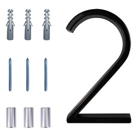 Floating Modern House Numbers 5 inch, Deamos Zinc Alloy Home Address Number for Outside House with Reflective Paint Finish Black, Floating Mount or Flush Mount