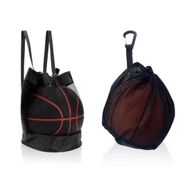 DUTIFUL Pack of 2 Ball Bag Ball Net Ball Net 1 Ball Bag with Drawstring Basketball Bag Portable Basketball Bag for Football Tennis Children Adults