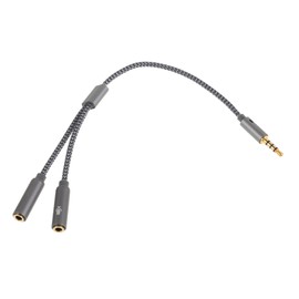SUPVOX Headphone Mic Splitter Cable Nylon Braided Audio Splitter Dual Female Connectors Material Plug and Play Design for Enhanced Compatibility Silver Grey