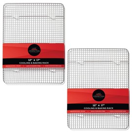 Last Confection (Set of 2) Stainless Steel 12" x 17" Baking & Cooling Racks (Fits Half Sheet Pan) - Cookie Baker's Oven Wire Rack