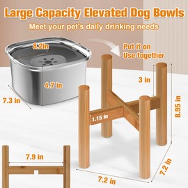 Decflow 3L Elevated Dog Water Bowl, Stainless Steel Raised Food Dispenser with Stand, Large Capacity No Spill Dog Water Bowl for Small, Medium and Large Dogs