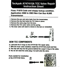 TeckPak Fitzall 4L60E Transmission TCC Valve Repair 2000-2003  P1870 Code Fix A74741QA   99452**