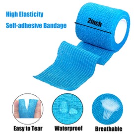 Smanzu 6 Pack 2" x 5 Yards Self Adherent Wrap Bulk Breathable Self Adhesive Vet Tape for Pets, Stretchy Sports Cohesive Bandage Wrap for Athletic, Wrist and Ankle(Blue)