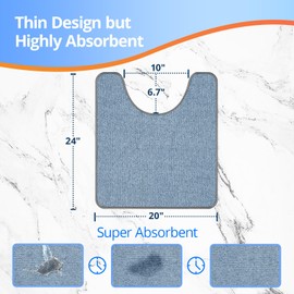 Toilet Rugs U Shaped Washable 24x20, Ultra Thin Toilet Rug Super Absorbent, Toilet Mat Rubber Backing Non-Slip, Toilet Mats Machine Washable Dry Quickly, Contour Bathroom Rugs for Toilet-Dark Grey