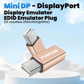 FUERAN DP - DisplayPort Display Emulator EDID Emulator Plug 2K (fit Headless 2560x1600@30Hz) 4K 4096x2160@60Hz Display Port Dummy Plug DisplayPort Compatible (Mini DP-3p)