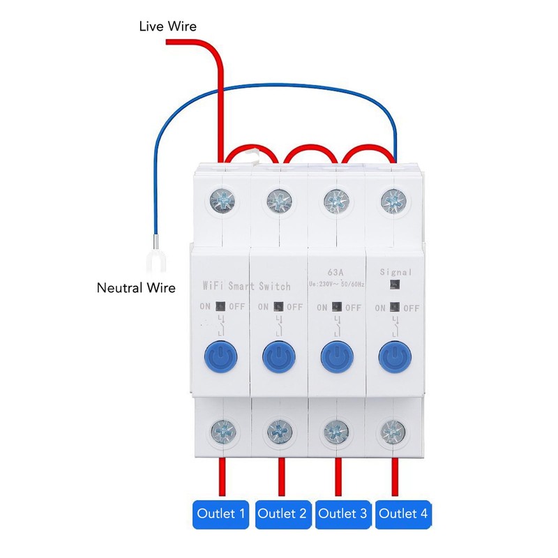WiFi Circuit Breaker 4P Remote Control Timing Delay Circuit Breaker
