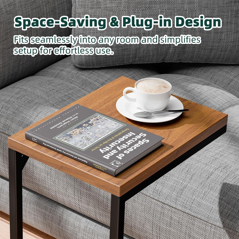 Ekisemio C Table for Sofa, C Shaped End Table with
