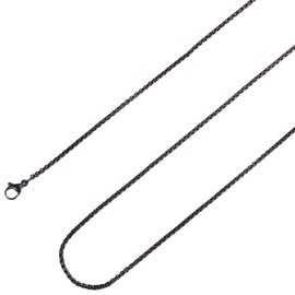 SUNNYCLUE 2 Pack 30 Inch/0.75m 2mm Black Box Chain Stainless Steel Link Chains Thin Rolo Cable Necklace Square Round Long Lobster Links Metal Chains for Jewellery Making Crafts Necklaces Supplies