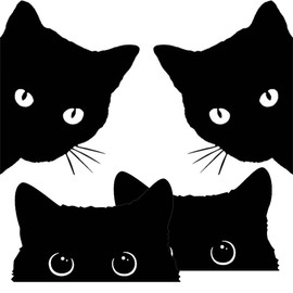XOXVURI Pack of 4 Car Stickers Cat Car Rear Sticker Cat Car Door Sticker Car Rear Sticker for Car Window Laptop Bumper Motorcycle (Black)
