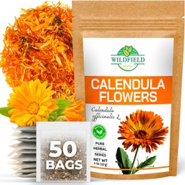 50 Bags Calendula Tea Dried Calendula Flowers Herb Herbal Tea (Calendula officinalis) - 50 Count 1.5 g Tea Bags Calendula Flowers Flower Herb Tea kalendula te de calendula